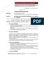 INFORME N.º 0014 - 2023 /Drieio/Ordepisam/Lfbb - SEÑOR (A) : Asunto: Informa de Actividades Referente A La Semana 27 - 31/03/2023