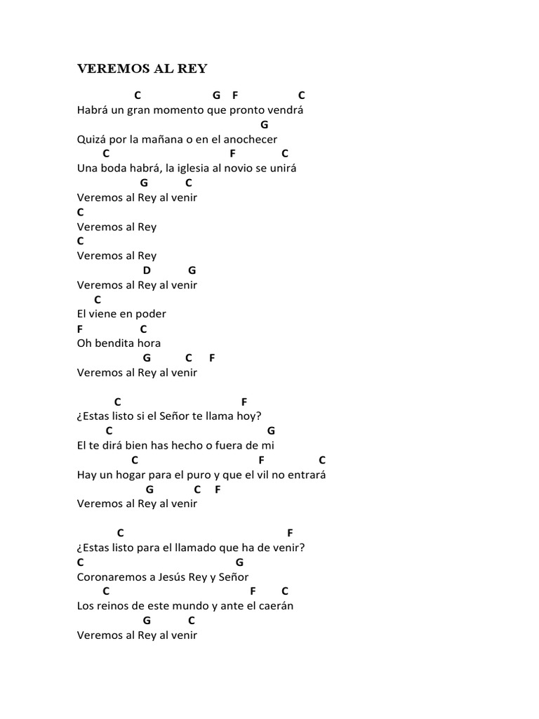 Veremos al Rey: Letra y Acordes | PDF