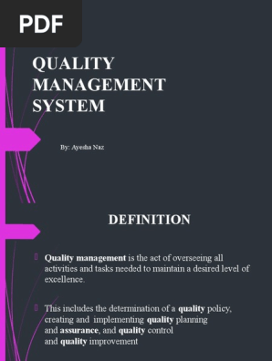 Quality management system