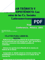 Pensar Teórico Y Pensar Epistémico: Los Retos de Las Cs. Sociales Latinoamericanas