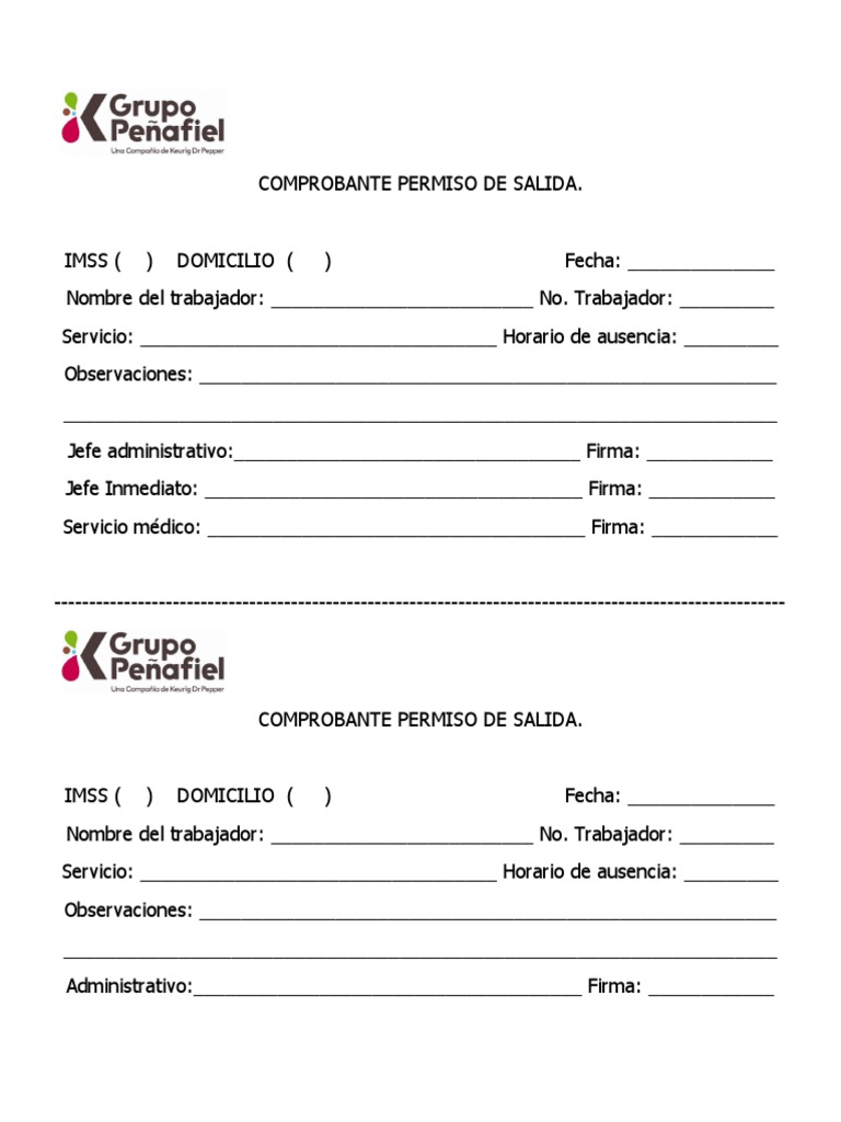Formato de Pase de Salida IMSS | PDF | Finanzas y dinero