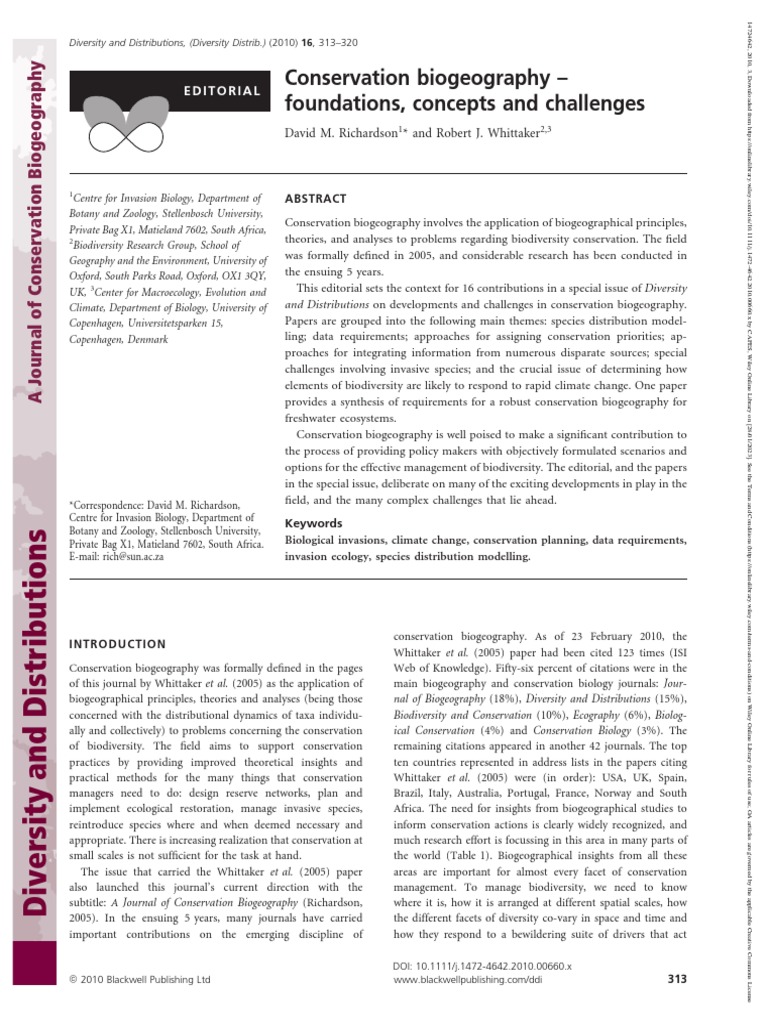 Richardson - and - Whittaker - 2010 - Conservation Biogeography ...