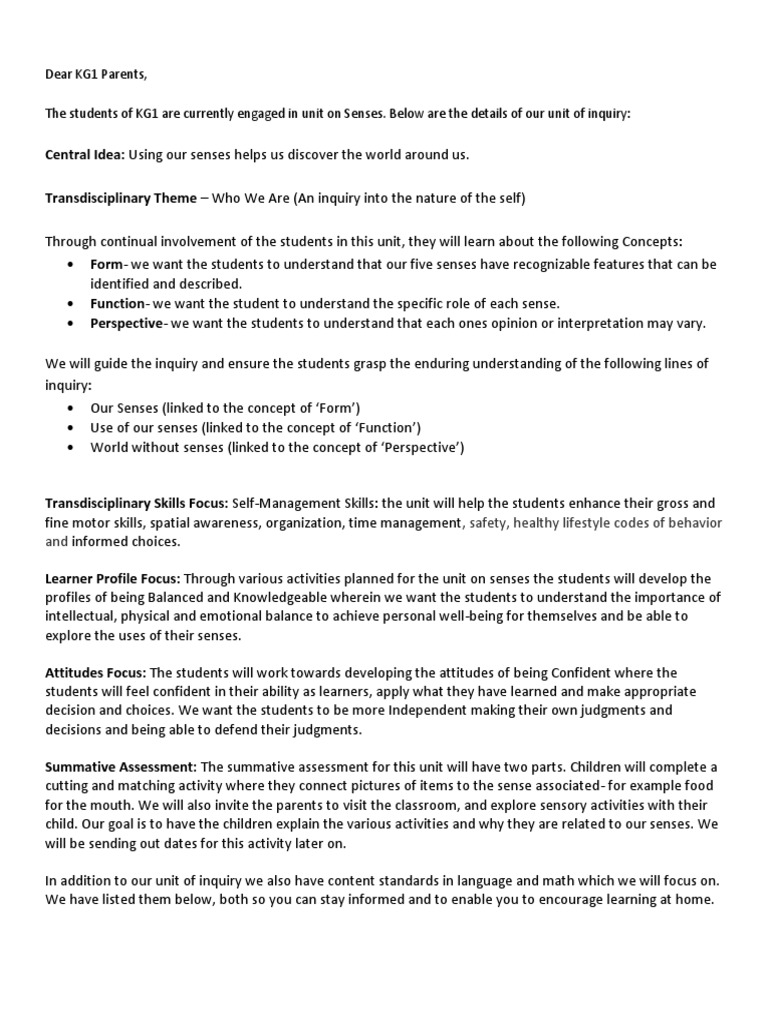 Who We Are Central Idea PDF Senses Attitude Psychology 