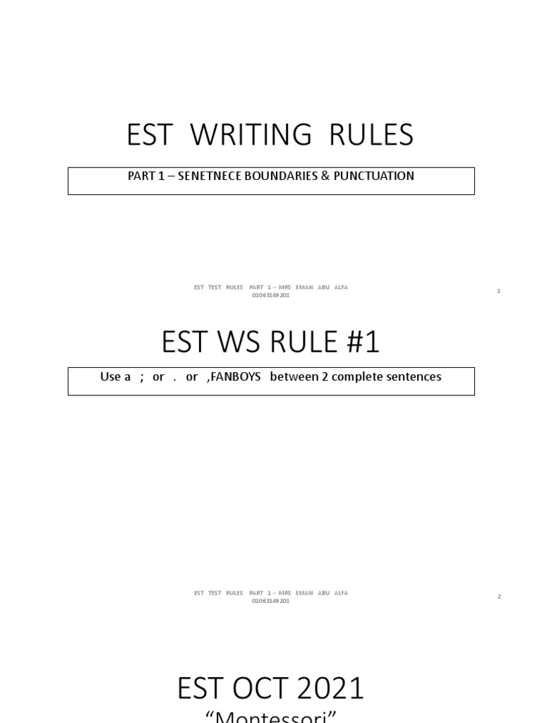 EST Writing Rules Overview | PDF | Technological Singularity ...