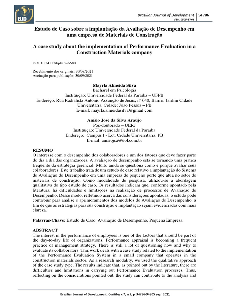 Implantação da Avaliação de Desempenho em PME | PDF | Avaliação de ...