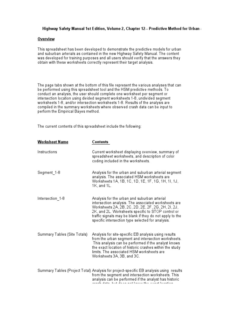 Highway Safety Manual 1st Edition, Volume 2, Chapter 12 Predictive