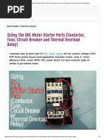 Sizing The DOL Motor Starter Parts