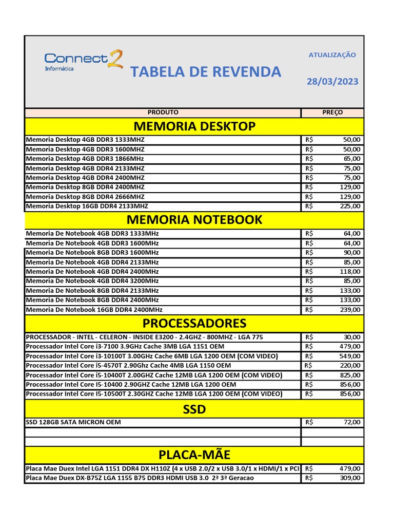 Connect-Tabela de Preços 28-03-2023 | PDF | Computer Hardware ...