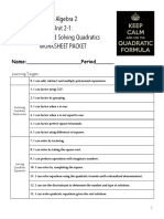 CP Algebra 2 Unit 2-1: Factoring and Solving Quadratics Worksheet Packet