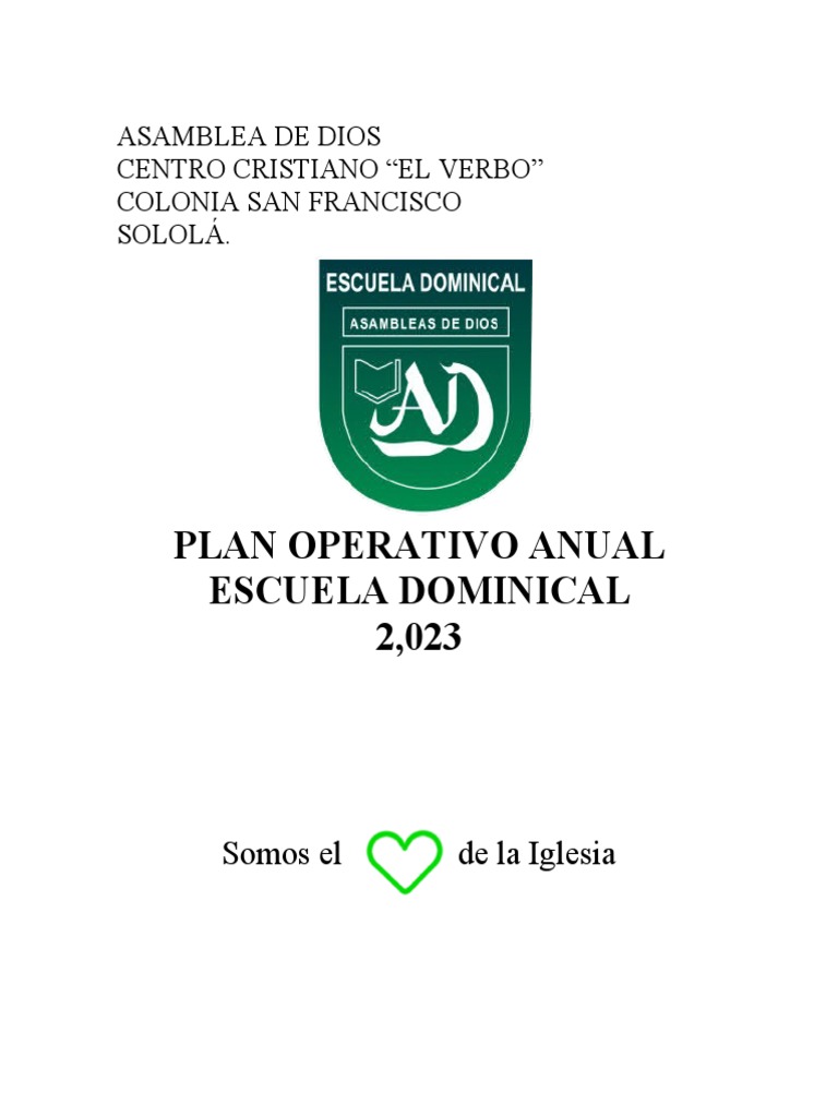Plan Operativo de Escuela Dominical. | PDF | Iglesia Católica | Evangélico
