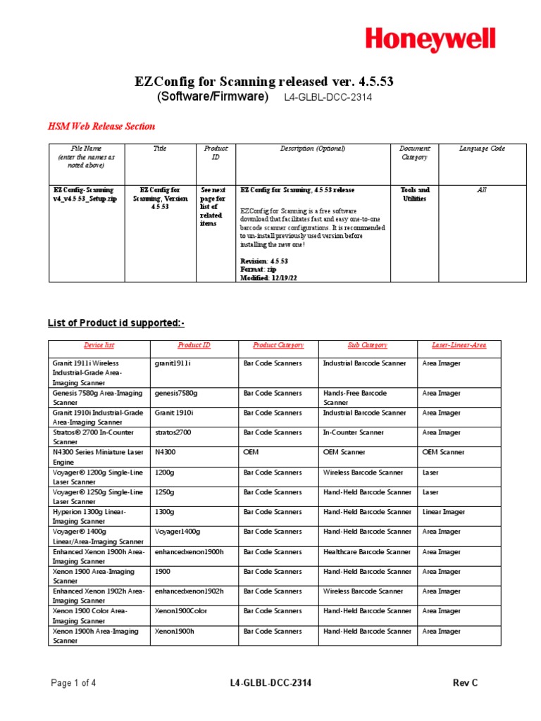 Ezconfig For Scanning Released Ver. 4.5.53: (Software/Firmware) | PDF ...