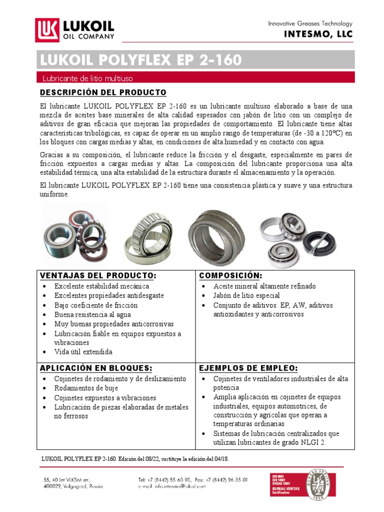 Lubricante LUKOIL POLYFLEX EP 2-160 | PDF