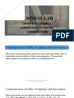 Business Law: Offer & Acceptance Competency of Parties Consideration