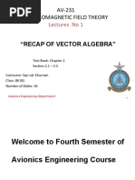 Lecture - 1 - AV-231 - Recap of Vector Algebra