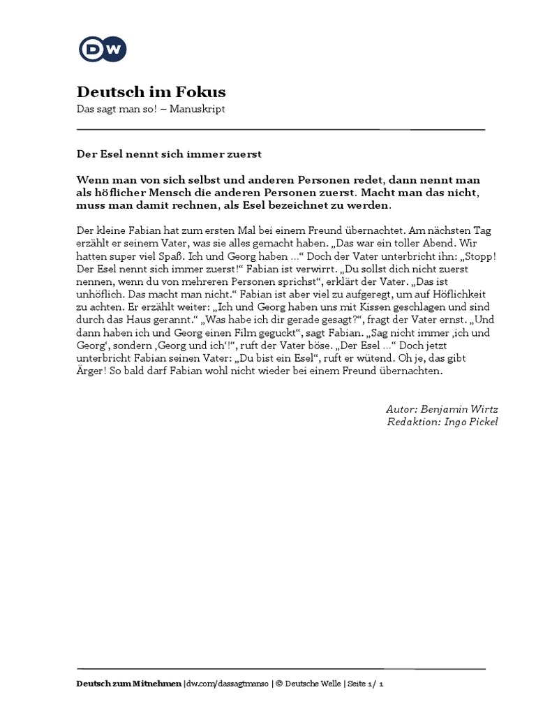 Der Esel Nennt Sich Immer Zuerst