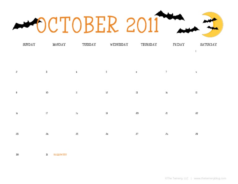 October 2011 Calendar Overview | PDF