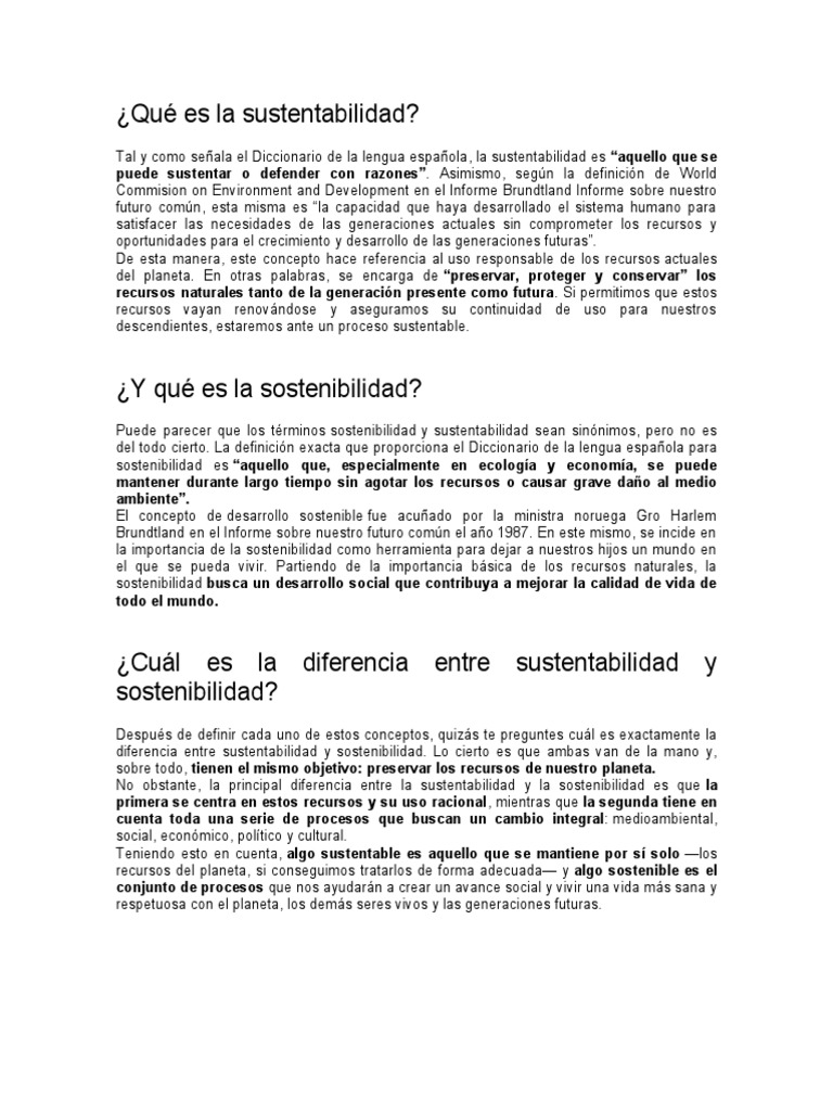 Qué Es La Sustentabilidad | PDF | Sustentabilidad | Entorno natural