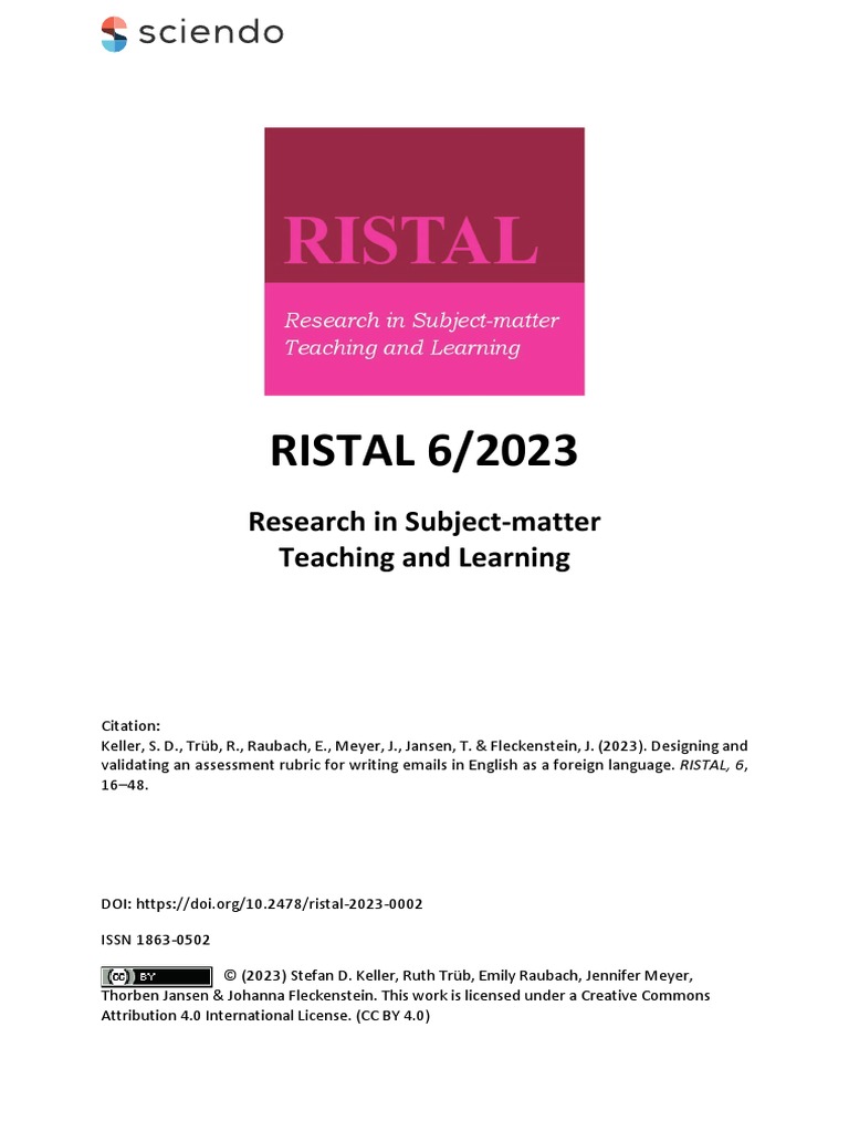 10.2478 - Ristal 2023 0002 | PDF | Educational Assessment | Rubric ...