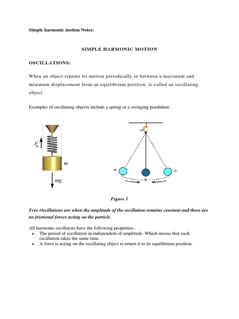 Simple Harmonic Motion Notes | PDF | Oscillation | Velocity