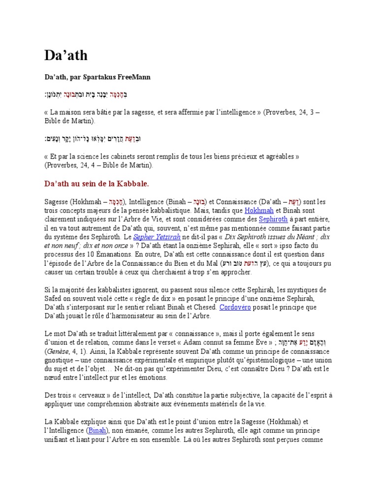Da’ath : Connaissance et Kabbale | PDF | Kabbale | Chabad