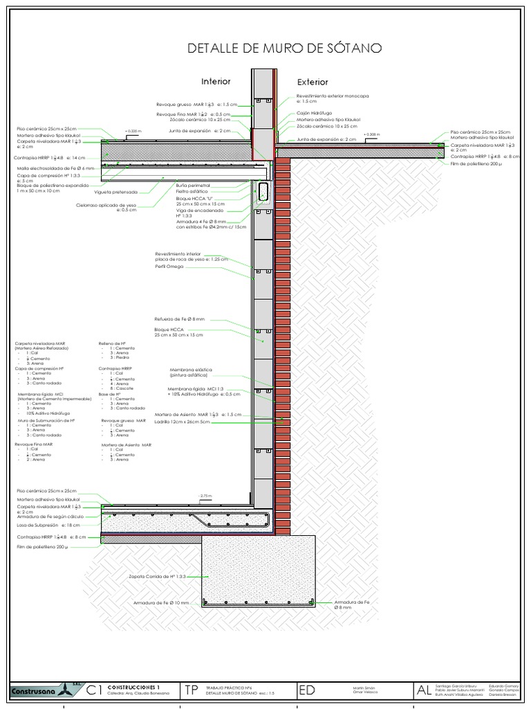 TP6 Muro De S tano PDF Uni n Materiales De Construcci n