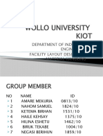 Wollo University Kiot: Department of Industrial Engineering Facility Layout Design and Material Handling