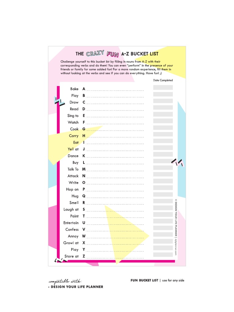 A-Z Bucketlist | PDF