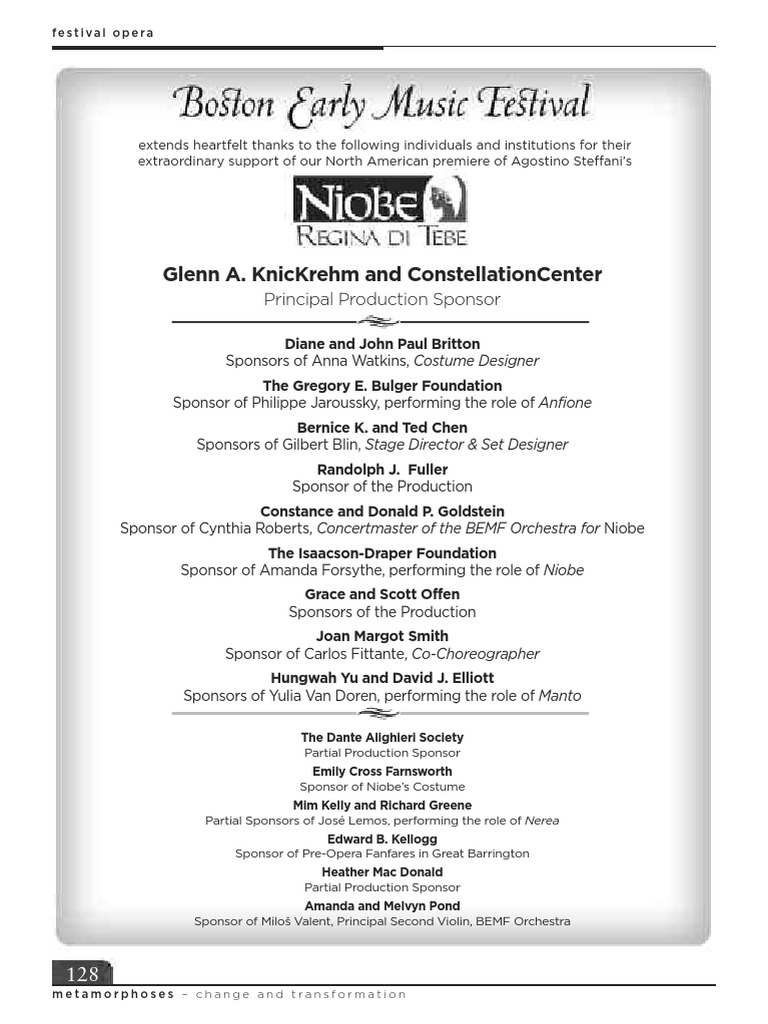 BEMF 2011 Niobe Program Notes | PDF | Performing Arts