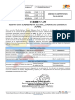 Certificado: Fecha de Inscripción: Fecha de Emisión: Fecha de Vencimiento: Código de Certificado: RU-22-J68149