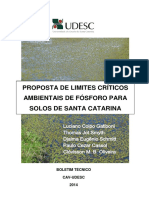 Proposta de Limites Criticos Ambientais de Fosforo para Solos de Santa Catarina