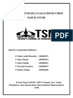 Laporan Studi Kelayakan Bisnis Umkm Dapur Youme: Disusun Oleh Kelompok 8