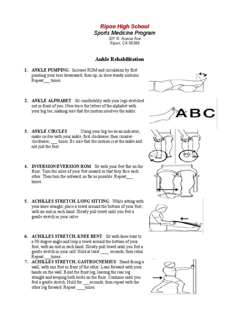 Ankle Rehab | PDF | Foot | Anatomical Terms Of Motion