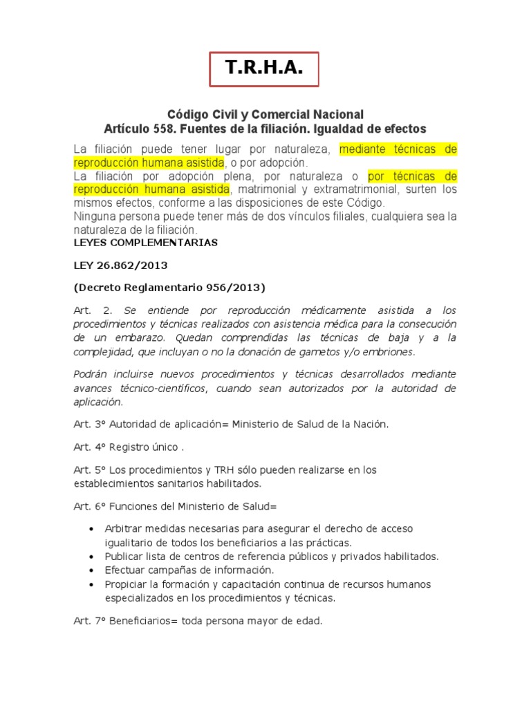 TRHA - Leyes Complementarias | PDF