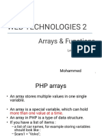 Web Technologies 2: Arrays & Functions