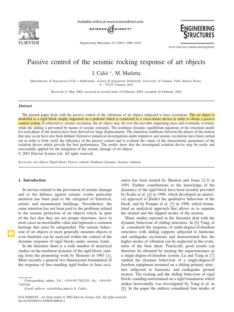Passive - Control - of - The - Seismic - Rocking - Rresponse - of - Art ...