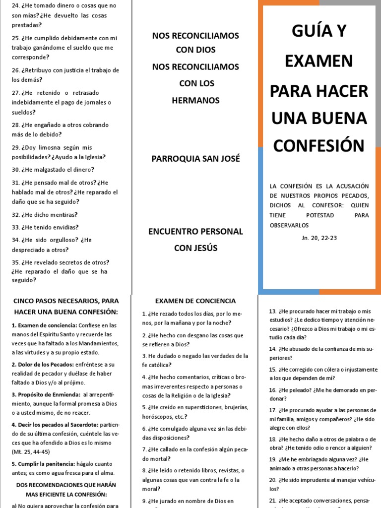 Guía Y Examen para Hacer Una Buena Confesión: Nos Reconciliamos Con ...
