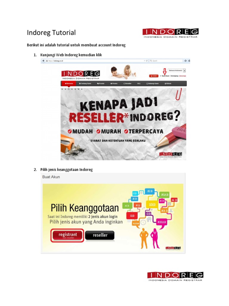 Tutorial Membuat Akun Indoreg | PDF