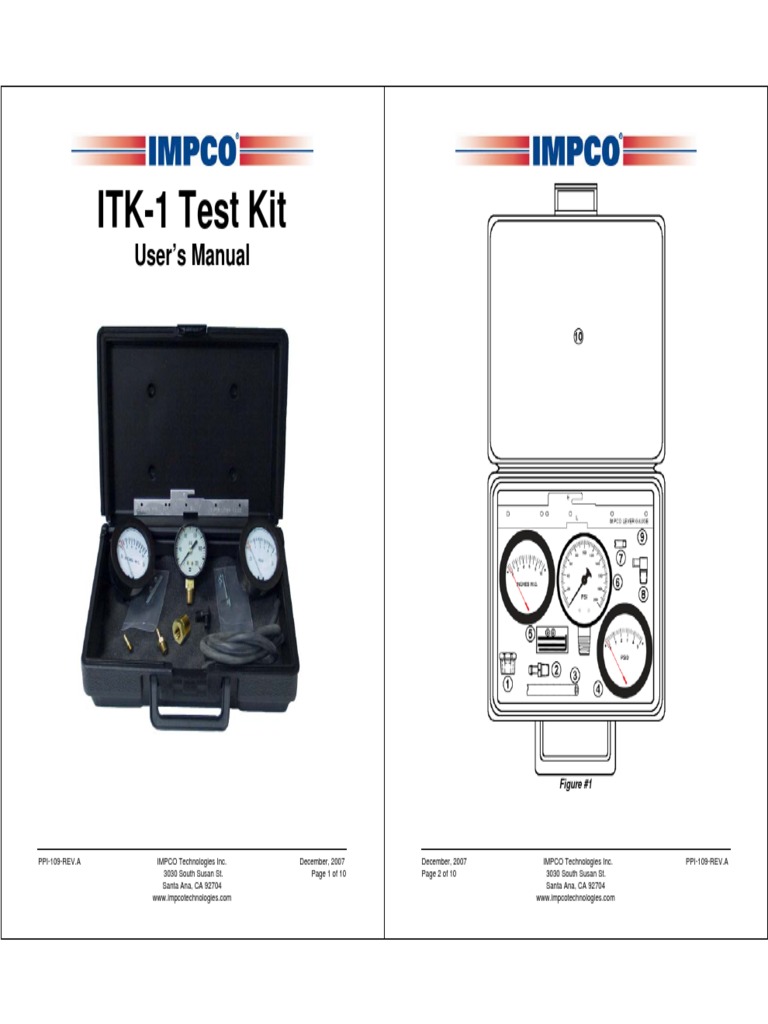 User's Guide for the ITK1 Test Kit Instructions and Components for Testing Fuel System
