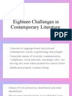 Eighteen Challenges in Contemporary Literature