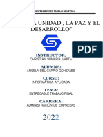 "Año de La Unidad, La Paz Y El Desarrollo": Instructor: Alumna: Curso: Tema: Carrera