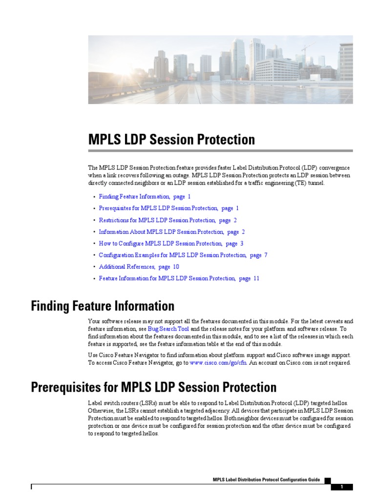 MPLS LDP Session Protection Overview | PDF | Networking | Multiprotocol ...