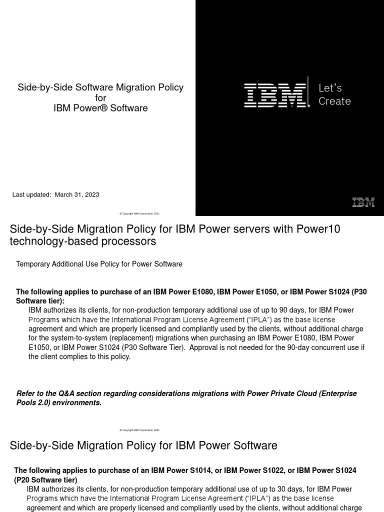 IBM Power Software Migration Policy | PDF | Software | Server (Computing)