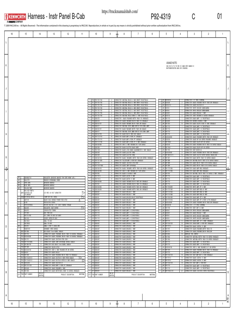 Harness - Instr Panel B-Cab P92-4319 C 01: Company | PDF | Electrical ...