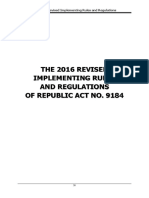 The 2016 Revised Implementing Rules and Regulations of Republic Act No. 9184