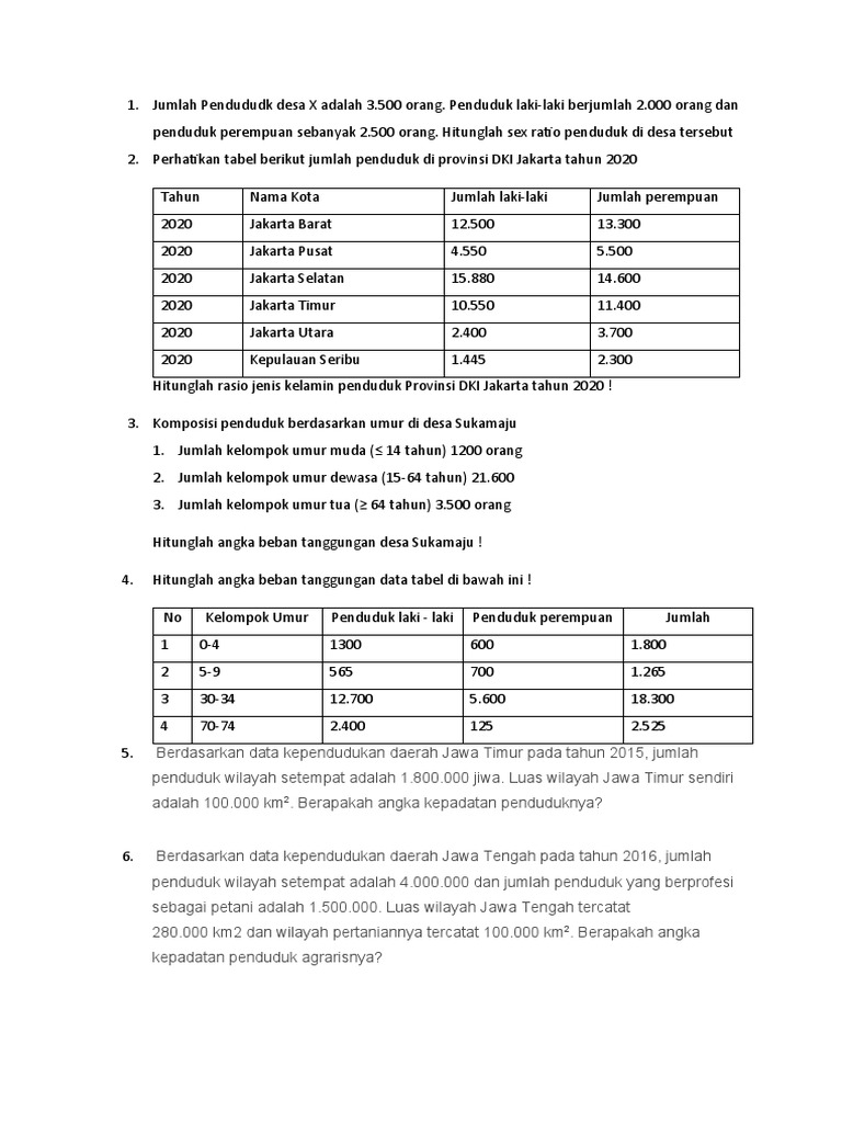 Soal Hitungan Dinamika Penduduk | PDF