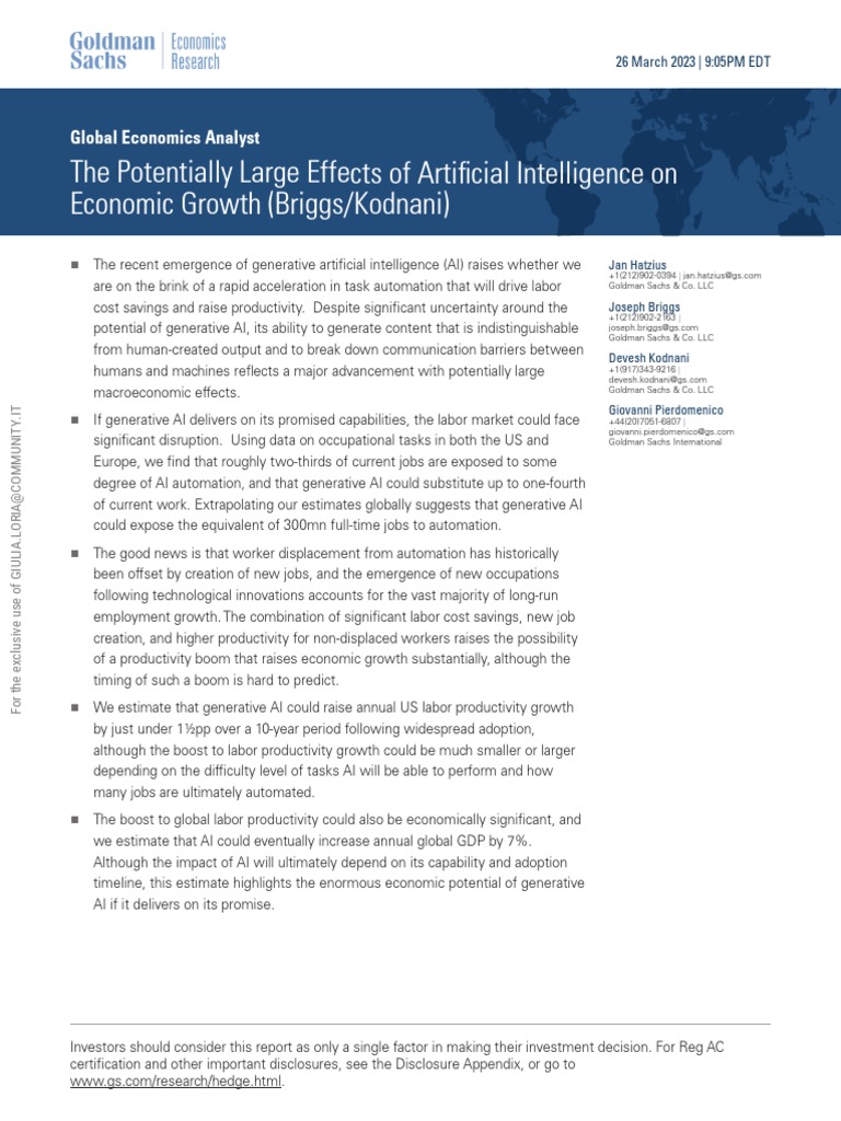 The Potentially Large Effects of Artificial Intelligence On Economic ...