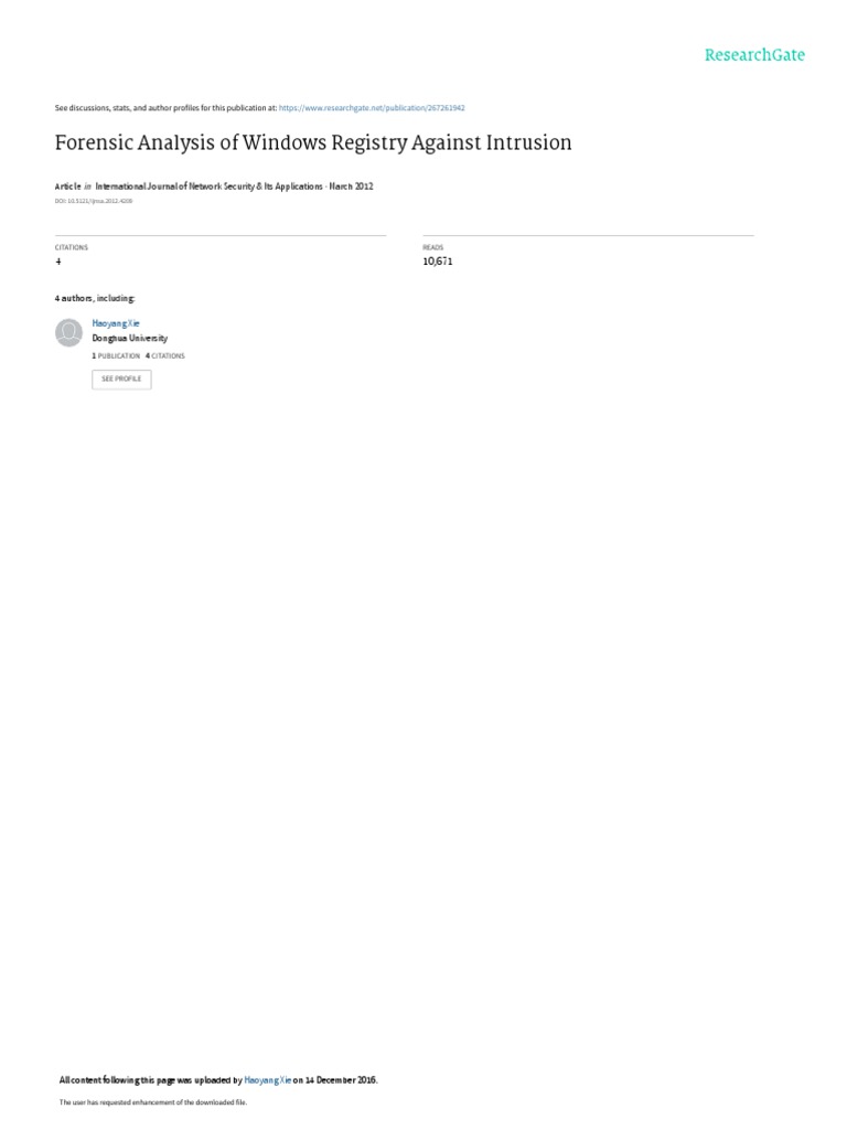 Forensic Analysis of Windows Registry Against Intr | PDF | Windows ...