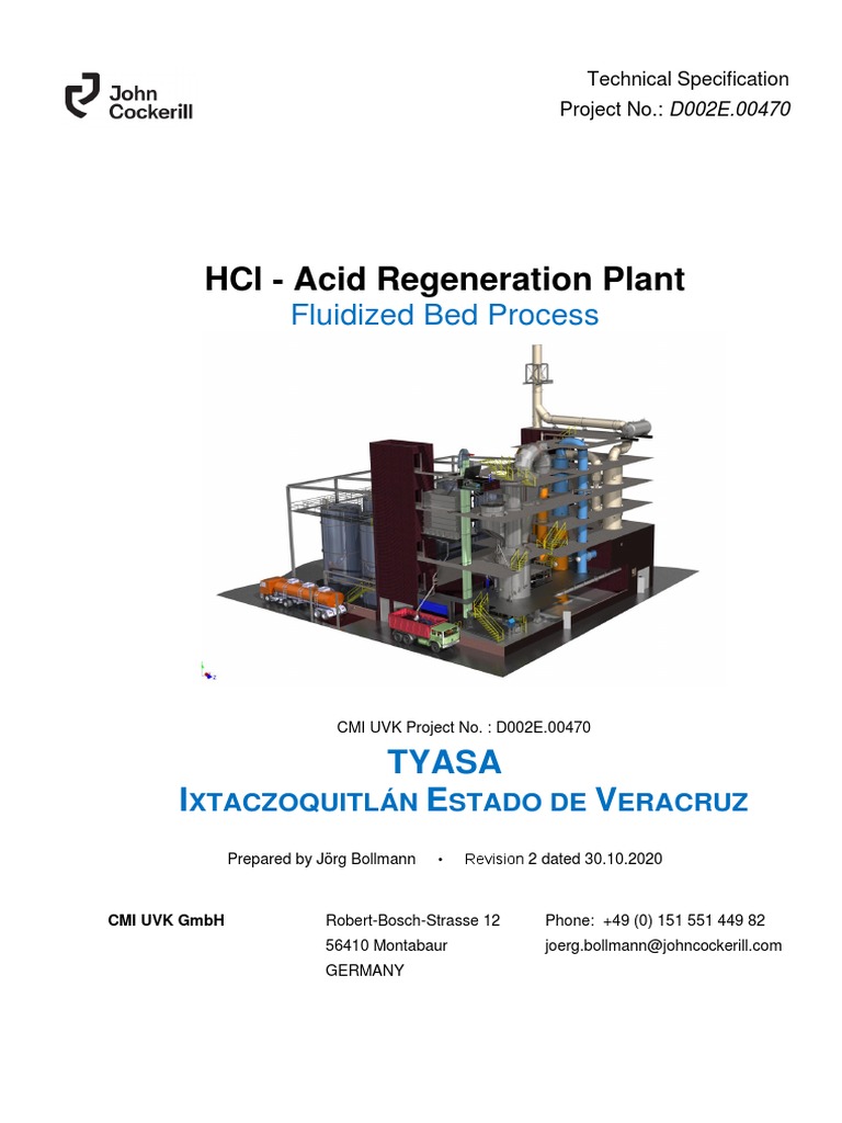 HCL - Acid Regeneration Plant: Tyasa I E V | PDF | Chemistry | Secondary  Sector Of The Economy