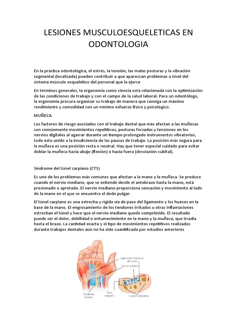 Lesiones Musculoesqueleticas en Odontologia | PDF | Mano | Enfermedades ...