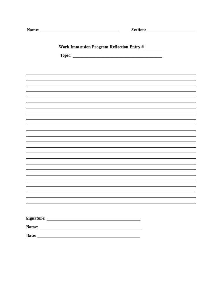 WIP Reflection Sheet | PDF